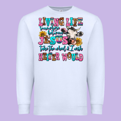 Living Life Somewhere Between Jesus Take The Wheel Premium Sweatshirt Designed By Adodesignshop