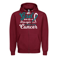 Burgundy My God is Stronger Than Cervical Cancer Awareness Warrior Zipper Hoodie - longCreatives