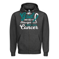 Charcoal Heather My God is Stronger Than Cervical Cancer Awareness Warrior Zipper Hoodie - longCreatives