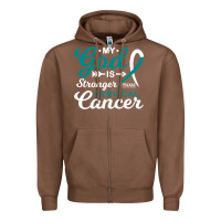 Chestnut My God is Stronger Than Cervical Cancer Awareness Warrior Zipper Hoodie - longCreatives