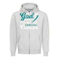 Dove Grey My God is Stronger Than Cervical Cancer Awareness Warrior Zipper Hoodie - longCreatives