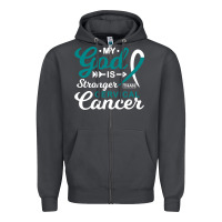 My God Is Stronger Than Cervical Cancer Awareness Warrior Zipper Hoodie | Teevron