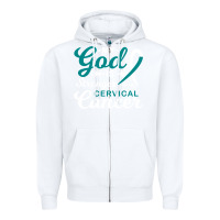 White My God is Stronger Than Cervical Cancer Awareness Warrior Zipper Hoodie - longCreatives