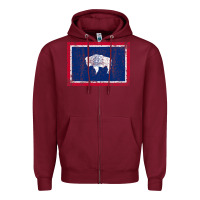 Burgundy State of Wyoming Flag Fun Vintage Retro Fall Hiking Zipper Hoodie - longCreatives