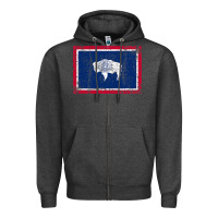 Charcoal Heather State of Wyoming Flag Fun Vintage Retro Fall Hiking Zipper Hoodie - longCreatives