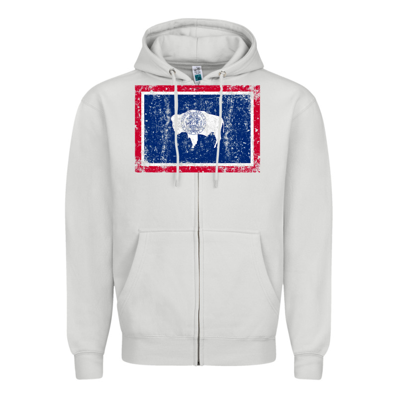 State Of Wyoming Flag Fun Vintage Retro Fall Hiking Zipper Hoodie by longCreatives | Teevron