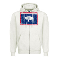 Oatmeal Heather State of Wyoming Flag Fun Vintage Retro Fall Hiking Zipper Hoodie - longCreatives