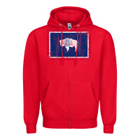 Red State of Wyoming Flag Fun Vintage Retro Fall Hiking Zipper Hoodie - longCreatives