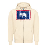 Sandshell State of Wyoming Flag Fun Vintage Retro Fall Hiking Zipper Hoodie - longCreatives