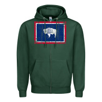 Sports Green State of Wyoming Flag Fun Vintage Retro Fall Hiking Zipper Hoodie - longCreatives