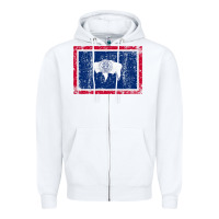 White State of Wyoming Flag Fun Vintage Retro Fall Hiking Zipper Hoodie - longCreatives