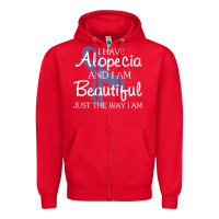 Red I Have Alopecia Awareness, I Am Beautiful Just Th Zipper Hoodie - longCreatives