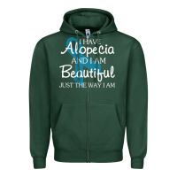 Sports Green I Have Alopecia Awareness, I Am Beautiful Just Th Zipper Hoodie - longCreatives