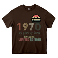 Chocolate Brown Vintage 1970 Limited Edition 50 Years Of Being Awe Heavy Core Tee - Bettercallsaul