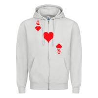 Dove Grey Queen Of Hearts  Playing Card   Halloween Costume Zipper Hoodie - longCreatives