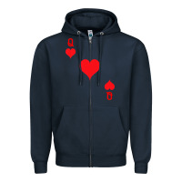 Navy Queen Of Hearts  Playing Card   Halloween Costume Zipper Hoodie - longCreatives