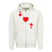 Oatmeal Heather Queen Of Hearts  Playing Card   Halloween Costume Zipper Hoodie - longCreatives