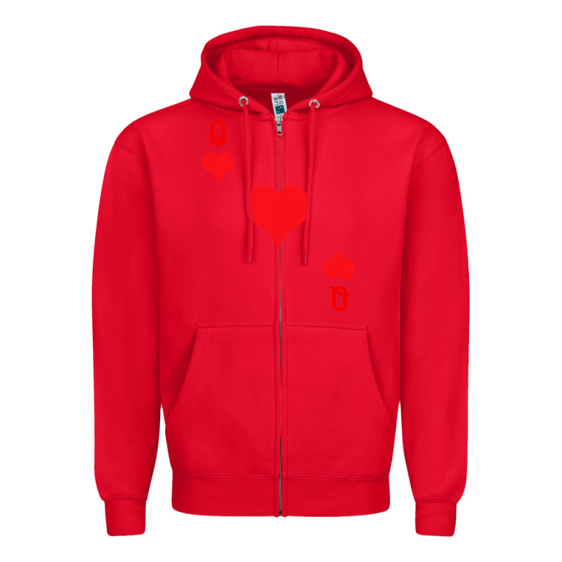 Queen Of Hearts  Playing Card   Halloween Costume Zipper Hoodie by longCreatives | Teevron