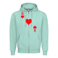 Seafoam Queen Of Hearts  Playing Card   Halloween Costume Zipper Hoodie - longCreatives