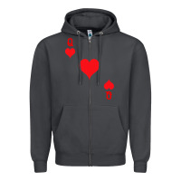 Smoke Queen Of Hearts  Playing Card   Halloween Costume Zipper Hoodie - longCreatives