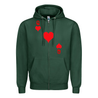 Sports Green Queen Of Hearts  Playing Card   Halloween Costume Zipper Hoodie - longCreatives