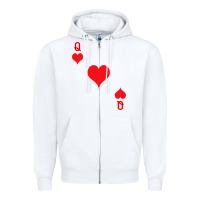 White Queen Of Hearts  Playing Card   Halloween Costume Zipper Hoodie - longCreatives