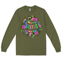 Army Green Easter Day Flower Easter Long Sleeve Tee - OliviaCreatesArt