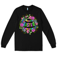 Black Easter Day Flower Easter Long Sleeve Tee - OliviaCreatesArt