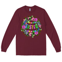 Burgundy Easter Day Flower Easter Long Sleeve Tee - OliviaCreatesArt