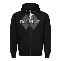 Black I'm Difficult Double Black Diamond Skiing Zipper Hoodie - longCreatives