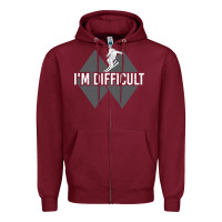Burgundy I'm Difficult Double Black Diamond Skiing Zipper Hoodie - longCreatives