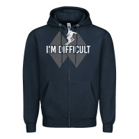 Navy I'm Difficult Double Black Diamond Skiing Zipper Hoodie - longCreatives