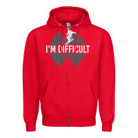 Red I'm Difficult Double Black Diamond Skiing Zipper Hoodie - longCreatives