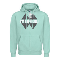 Seafoam I'm Difficult Double Black Diamond Skiing Zipper Hoodie - longCreatives