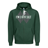 I'm Difficult Double Black Diamond Skiing Zipper Hoodie | Teevron
