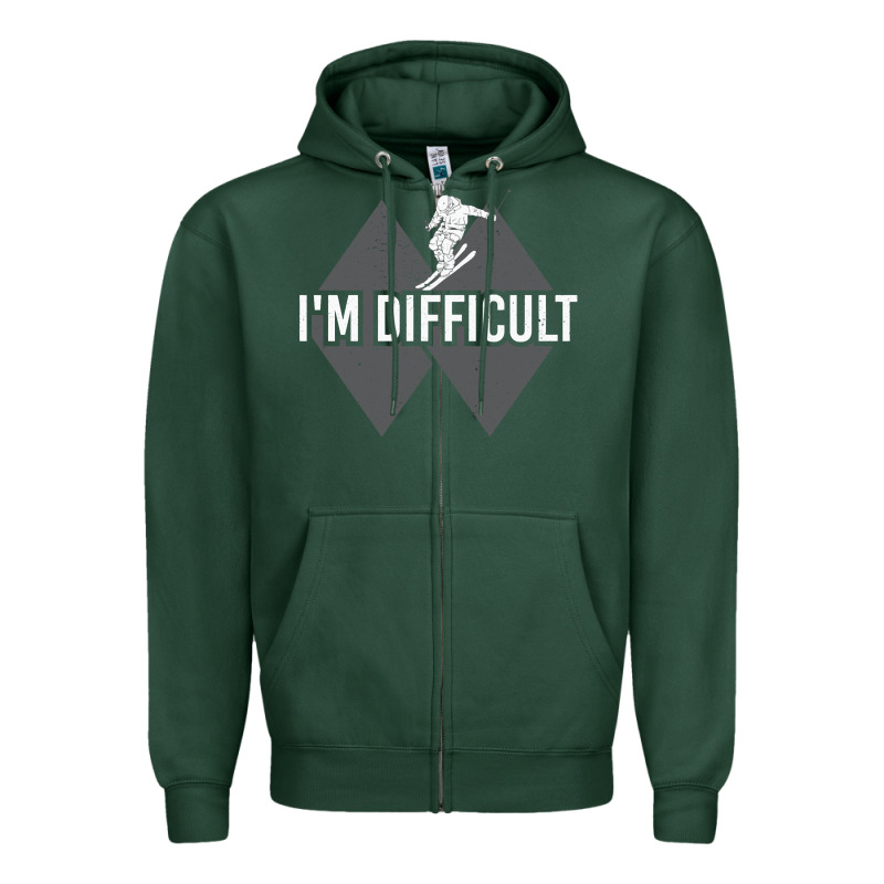 I'm Difficult Double Black Diamond Skiing Zipper Hoodie by longCreatives | Teevron