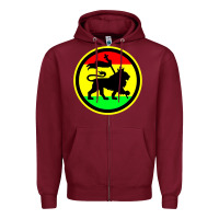 Burgundy Rasta Lion Zipper Hoodie - longCreatives