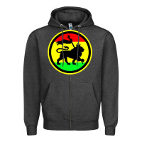 Charcoal Heather Rasta Lion Zipper Hoodie - longCreatives