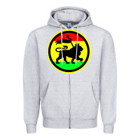 Heather Grey Rasta Lion Zipper Hoodie - longCreatives