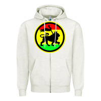 Oatmeal Heather Rasta Lion Zipper Hoodie - longCreatives