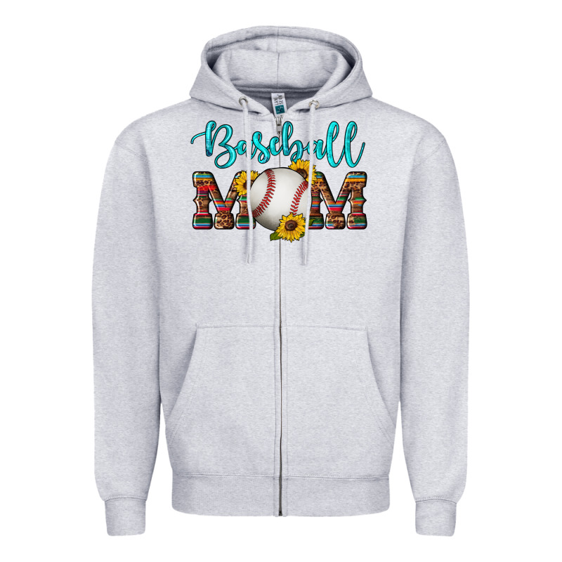 Western Leopard Serape Wooden Sunflowers  Turquoise Glitter Mom Baseba Zipper Hoodie by Artiststas | Teevron