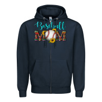 Navy western leopard serape wooden sunflowers  turquoise glitter mom baseba Zipper Hoodie - Artiststas