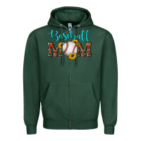 Sports Green western leopard serape wooden sunflowers  turquoise glitter mom baseba Zipper Hoodie - Artiststas