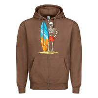 Chestnut Surfing Skeleton Halloween Themed Surf Lovers Gift Zipper Hoodie - longCreatives