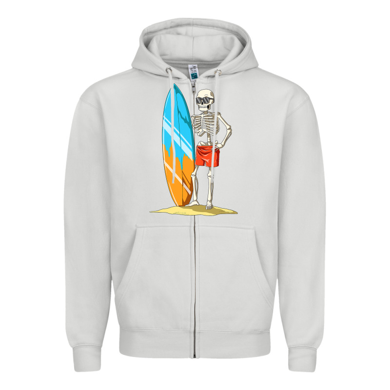 Surfing Skeleton Halloween Themed Surf Lovers Gift Zipper Hoodie by longCreatives | Teevron