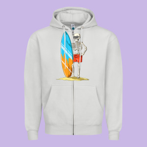 Surfing Skeleton Halloween Themed Surf Lovers Gift Zipper Hoodie Designed By Longcreatives