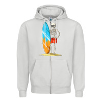 Dove Grey Surfing Skeleton Halloween Themed Surf Lovers Gift Zipper Hoodie - longCreatives