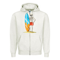 Oatmeal Heather Surfing Skeleton Halloween Themed Surf Lovers Gift Zipper Hoodie - longCreatives