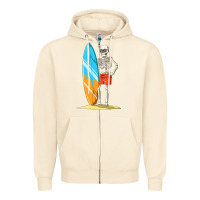 Sandshell Surfing Skeleton Halloween Themed Surf Lovers Gift Zipper Hoodie - longCreatives