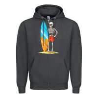 Smoke Surfing Skeleton Halloween Themed Surf Lovers Gift Zipper Hoodie - longCreatives